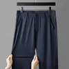Brand Winter High Stretch Business Suit Pants Men Thick Solid Color Straight Casual Formal Office Trousers Male Plus Size 35 40 240122