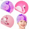 Toucas de natação para meninas, touca de natação para crianças, à prova d'água, elástica de silicone, touca de piscina, gorro natacion, chapéu de mergulho kidsl240125