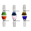 Glass Hookah Bowls Smoking Slide Colored Round Rod Handle 14mm 18mm Male Filter Bowl Joints For Bong Hookah Water Pipe 6 Colors LL