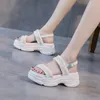 Sandali cinturino alla caviglia scarpe da donna estate 2024 abbigliamento esterno fondo spesso muffin moda peep toe sport nero rosa beige