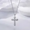 Pendant Necklaces Trumium 925 Sterling Silver Necklaces For Women Jewelry Wedding Fashion Retro Cross CZ Zircon Pendant Necklace Christmas Gift YQ240124