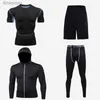 Men's Tank Tops Compression Running Sets for Men Sport Suit Gym Fitness Sportswear Jogging Training Underwear Moire-wicking Workout SetL240124