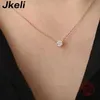 Pendant Necklaces Jkeli 925 Sterling Silver 18k Gold Plated Necklace Single Sparkling Zircon Clavicle Chain for Women Wedding Jewelry collares YQ240124