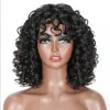 180density Brazilian Short Bouncy Curly Bob Wig with Bang Afro Rose Curly Funmi Wigs with Bang Rose Curly Simulation Human Hair Wig for Black Women