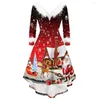 Robes décontractées Robe de Noël Femmes Costumes 2024 Moulante Élégant Vintage Cosplay Party Longue Robe Pour Vêtements Féminins Sexy Grande Jupe