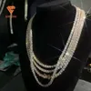 Bijoux Hip Hop glacés S925, collier de Tennis en pierre synthétique ample, diamant Moissanite, 3mm 4mm, meilleure vente 2023
