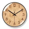 Horloges murales 2024 Nordic Simple Texture en bois Art à la mode Salon Silencieux Balayage Seconde Horloge à Quartz