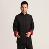 Vestes pour hommes Hommes Lin Tunique Manteau des deux côtés Portant Design Rouge Noir Beige Col Mandarin Tangzhuang Tenue Hanfu Kungfu Chinois