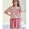 Dames nachtkleding Katoen Korte mouwen Shorts Pyjama Effen Kleur Informeel Zomer Homewear Los nachtkleding Intieme lingerie Loungewear