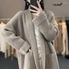 Maglieria da donna YZJNH 2024 Autunno/Inverno Allentato Rilassato Stile Pigro Tinta unita Maglione Giacca Cardigan Cappotto a maniche lunghe Donna