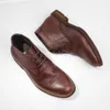 Винтажные мужские ботинки из натуральной кожи, качественная удобная мягкая кожаная обувь ручной работы до щиколотки, повседневная рабочая повседневная деловая обувь, мужская обувь
