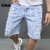 Shorts pour hommes Kakan - Nouveaux jeans à pompons en détresse européens et américains pour hommes Shorts et capris décontractés bleus K9-519 J240124