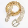 Riemen Luxe Gloednieuwe Glanzende Vrouwen Riem Strass Tailleband heldere Bruid Bling Crystal Diamond Sliver Gouden Ketting Riemen Hoge Kwaliteit