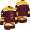 Мужские хоккейные майки штата Аризона Sun Devils College 12 Дилана Холлмана 35 Джоуи Даккорда бордового цвета с любым именем и номером, размер S-Xxxl 62