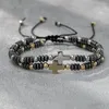 Strand 2 unids/set Pulsera de cuentas para Hombre, cuentas de piedra de hematita, conjuntos de dijes cruzados, regalo de joyería, Pulsera para Hombre