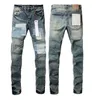 Jeans jeans lussuoso viola nero di alto livello motivo graffiti strappato tratto magro