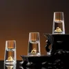 Luxo cristal vidro vodka vidro saquê shochu barra de vidro licor fundo duplo folha de ouro copo de chá high-end presentes licor duro 240124
