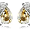 Stud Earrings Rhionestone Leaf Leaves Water Crystal Pendantrud Fashion Jewelry Charm Women Lovers Drophipping Quality