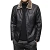 Мужские куртки, винтажная коричневая кожаная куртка, зимнее ветрозащитное теплое пальто с воротником из искусственного меха, роскошная брендовая одежда Chaqueta Cuero Hombre