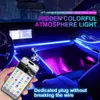 Insegna al neon a LED 18 in 1 Luce per auto a doppia zona RGB 64 colori Neon LED Striscia acrilica Guida alla retroilluminazione Decorazione interna Lampada per atmosfera App YQ240126