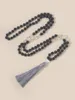 Anhänger Halsketten OAIITE 6mm Rudraksha108mala Perlen Natürliche Vulkan Lava Halskette Männer Mondstein Perlen Frauen Fransen Lange Pullover Kette