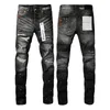 Jeans morados para hombre diseñador de jeans jeans para mujer pantalones ropa jeans morados pantalones largos apilados Jeans rasgados High Street Retro Paint Spot Patch Hole Denim Streetwear