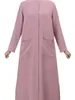 Ethnische Kleidung Ramadan Frauen Eid Muslim Kleid Modest Taschen Marokko Party Kleider Dubai Einreiher Knopf Vestidos Lange Robe Abaya