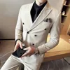 Men's Suits Blazers (Jackets+Vest+Pants) Men's Double-breasted Suits/Korean Style Groom's Wedding Dress 3-piece Set/Man Luxury Blazers Trousers 4XL