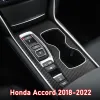 Film de protection autocollant intérieur de voiture, pour boîte de vitesses Honda Accord 2018 – 2022, autocollant de panneau d'engrenage de voiture en Fiber de carbone noir