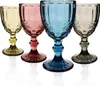 Europeisk stil präglad vinglasfärgat glas ölbägare Vintage vinglas Hushållssaft Drinking Cup Djjoppad