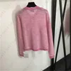 Fall Cardigan Sweater Designer Women Sweater Jacket Classic Small Fragrant Letter Button Fashion Clashing Color Stripe Cutout Knit Sweaters Womens Clothing