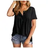 Dames T-shirts Dames Button Up Tops Casual Korte mouw Effen Kleur Zomer Dagelijks Vrije tijd Zwierig All-Match Los T-shirt