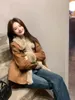 Giacche da donna Miiiix moda coreana collo in pelliccia marrone giacca di jeans autunno e inverno addensato top corto abbigliamento femminile