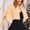 Scarves Women Shawl Solid Color Front Buttons Closure Chiffon Loose Type Perspective Anti-UV Cape Clothing Accessories