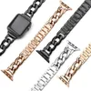 Små doftande smarta remmar Single Row Denim Chain Metal Steel Armband Band Watchband för Apple Watch IWatch Series 9 8 76 SE 5 4 3 2 Storlek 38/40/41mm 42/44/45/49mm