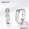 Hoop Huggie Hoop Kolczyki Śliczne 10 mm 925 Sterling Sier Square CZ Stone Pętla Małe koło Hie dla kobiet dziewczyn