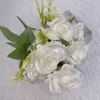 Faux Floral Greenery 7 Heads Artificial Flower Peony Silks Roses Bride White Big Bouquet Wedding Table Fake Flowers Party Vase DIY Country Home Decor YQ240125