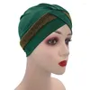 Ethnic Clothing Glitter Forehead Cross Muslim Women Underscarf Bonnet Stretchy Inner Hijab Cap Islamic Female Under Caps Headband Turban