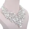 Luxe Dubai Stijl Bruiloft Sieraden Sets Strass Kristal Verklaring Bruids Zilver Kleur Prom Ketting Oorbel Kerstcadeau 240125