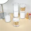 Organisateur de maquillage acrylique boîte de rangement de tampons de coton pour tiges de coton-tige cosmétiques bijoux avec couvercle en bambou boîtes de réemballage 240125