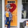 Couronne de fleurs décoratives pour la saint-valentin, décorations de noël suspendues en plein air, couronnes en forme de cœur