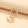 Orecchini a cerchio 1 paio di strass femminili rotondi cavi scintillanti stile elegante perla sintetica gioielli bohémien compleanno alla moda