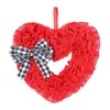 Decorative Flowers Valentines Day Wreath For Front Door Heart Valentine With Plaid Bow Farmhouse Decor