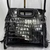 Borsa a tracolla casual da donna con motivo a coccodrillo con diamanti intarsiati, versatile e alla moda