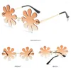 Sunglasses Flower Shape Irregular Rimless Sun Glasses Trendy Funny For Women Men Halloween Party Cosplay Eyewear