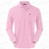 Männer T-Shirts Hohe Qualität Frühling Herbst 100% Baumwolle Stickerei Casual Polo Shirt männer Langarm T-shirt Neue Ankunft Tops t T240126