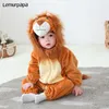 Born Baby Clothes Pagliaccetto Tutina Cartoon Cute Lion Pagliaccetti Halloween Costume per bambini Morbido vestito caldo ropa bebe 0-3 anni Bambino 240119