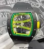 Relógio de movimento RM Relógio de pulso Richardsmille Relógio de pulso Rm61-01 Relógio mecânico automático Rm6101 Preto Cerâmica Verde Pista Moda Lazer Negócios Esportes