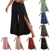 Frauen Hosen Böhmischen Frauen Flowy Breite Bein Casual Sommer Strand Spitze-Up Mode Einfarbig Baggy Hosen Pantalones De mujer