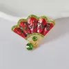 Papillon Spilla a ventaglio vintage Stile cinese Corpetto classico femminile con diamante nazionale Accessorio Pin a doppio uso